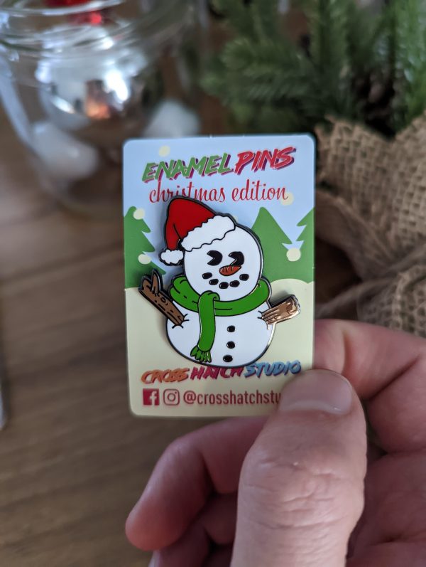 EPHSNX235 Snowman Pin with Backing Card Christmas Themed