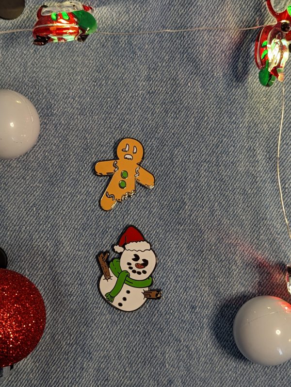 EPHGBX235-GINGERBREAD Pin and EPHSNX235 SNOWMAN Pin Christmas Pin